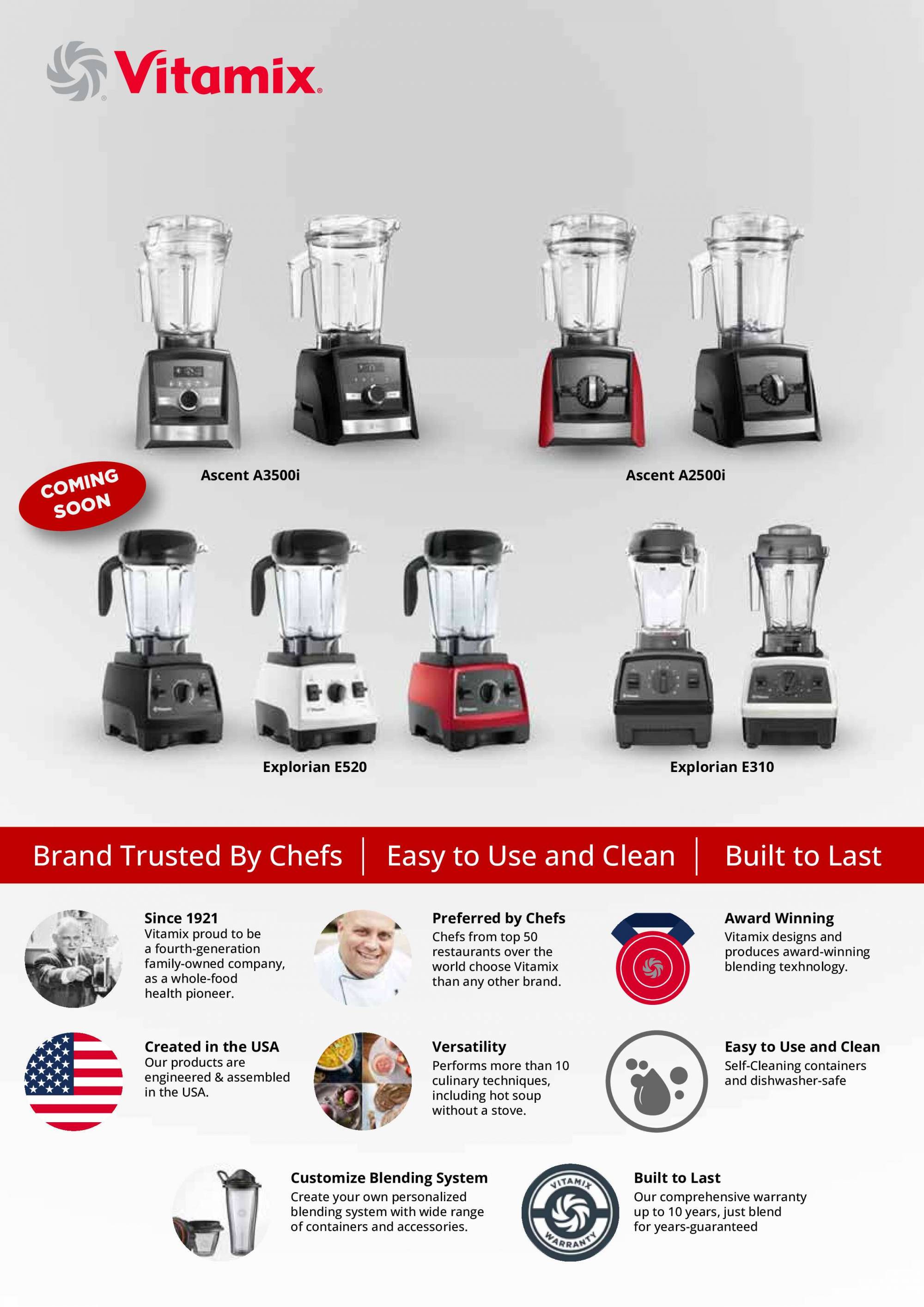 Comparison Chart Vitamix Professional Series 500 Accessories
