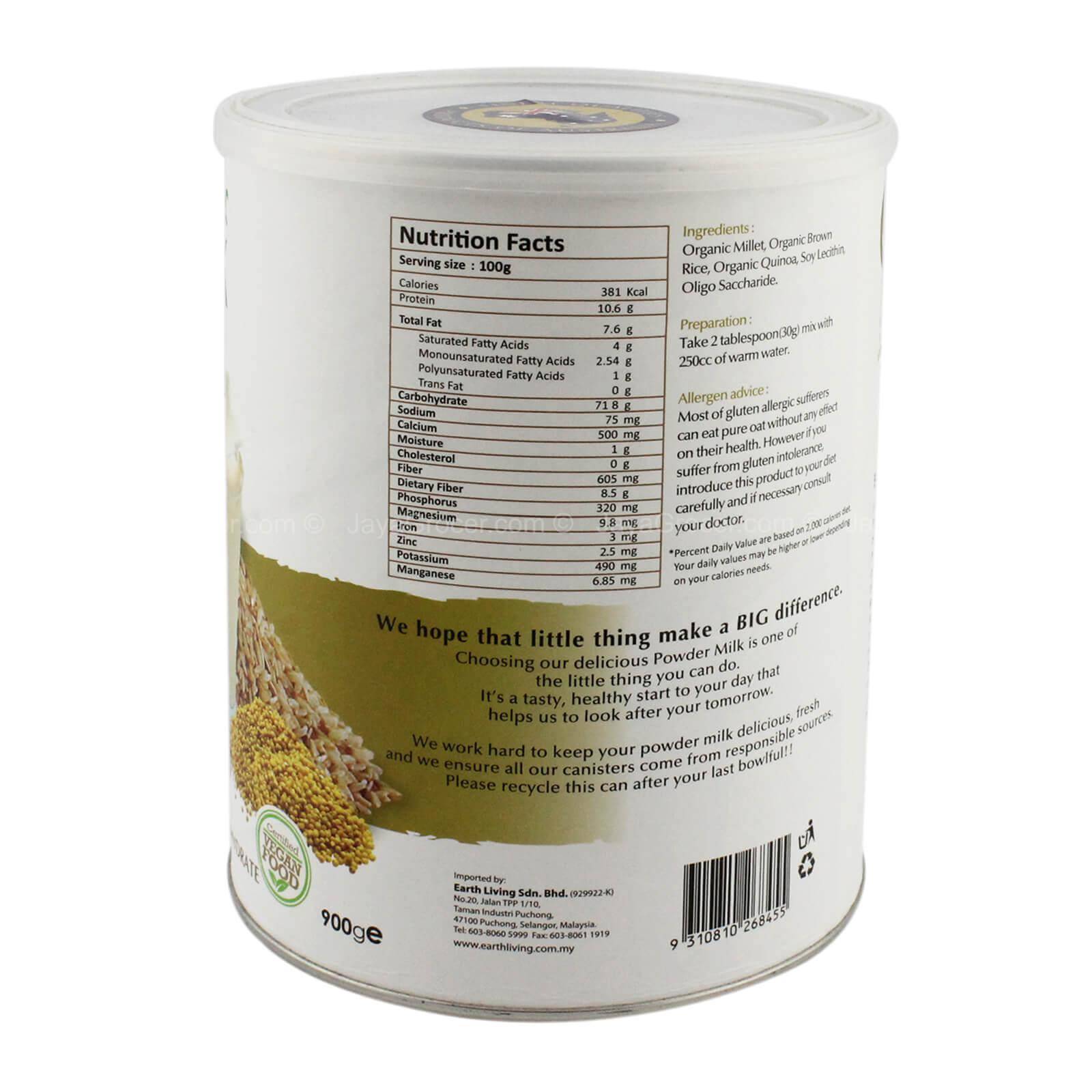 EARTH LIVING ORGANIC MILLET MILK POWDER 6 x 900G