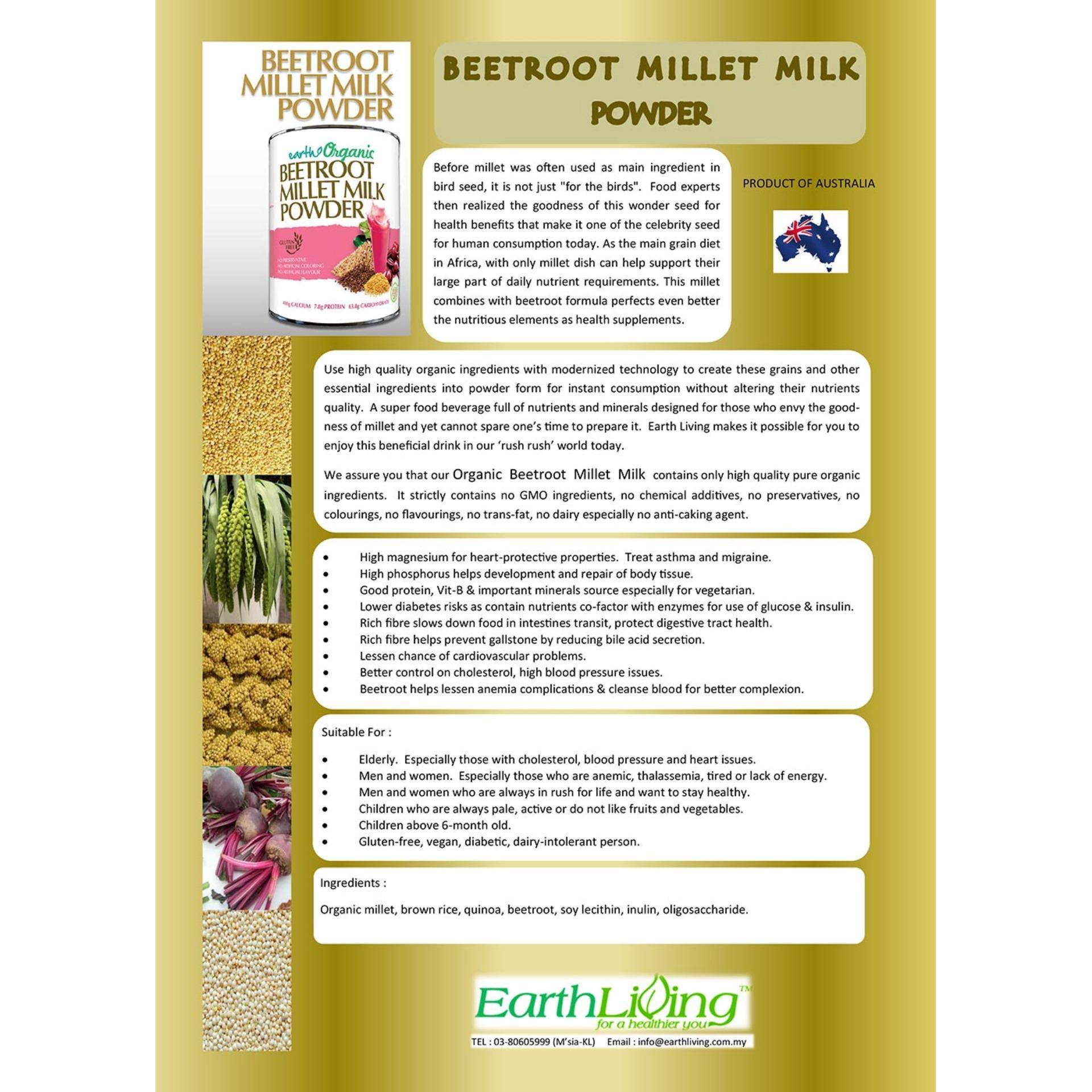 EARTH LIVING ORGANIC BEETROOT Millet Milk Powder 4 x 900G